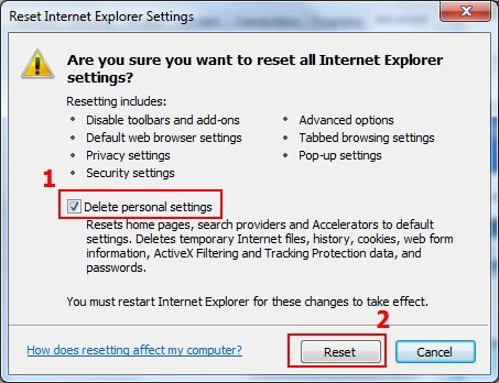 how to reset Internet Explorer