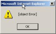 windows update message from webpage object error