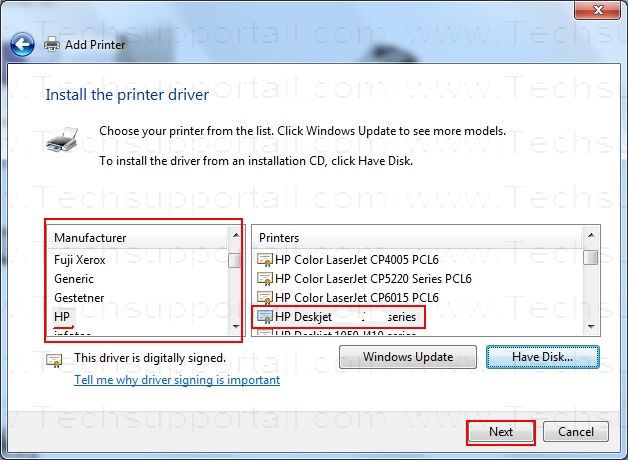 what printer drivers are in windows 7