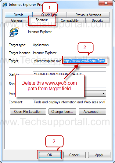 Remove qvo6.com search shortcut properties