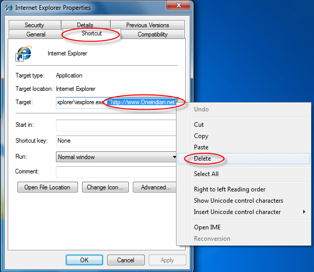Oneindian.net-shortcut-removal-guide