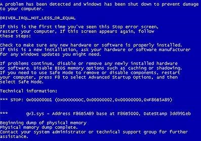 Bluescreen-Fehler über Windows 7-Software