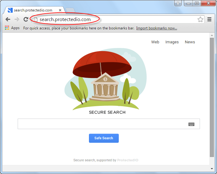 Search.protectedio.com Homepage Removal Image