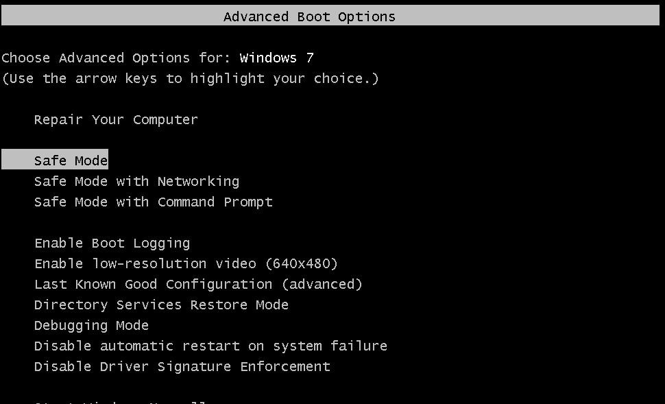 Safe Mode boot option