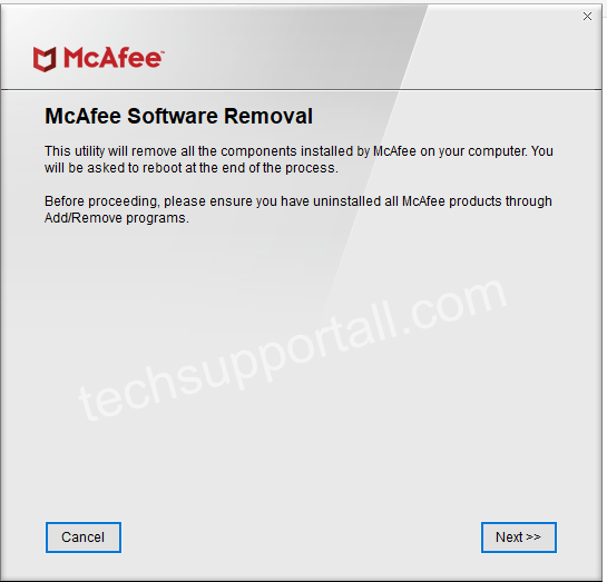 McAfee software removal