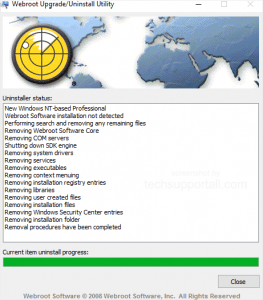 webroot removal tool windows 10