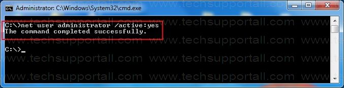 enable administrator account successfully