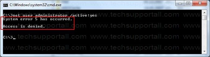 net user administrator system error 5