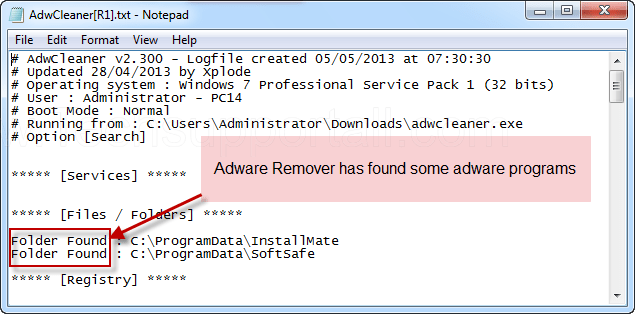 znaleziono adware