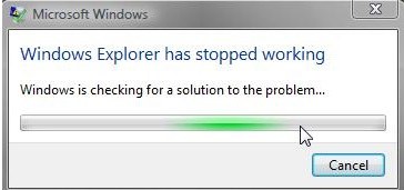Windows Explorer has stopped working error