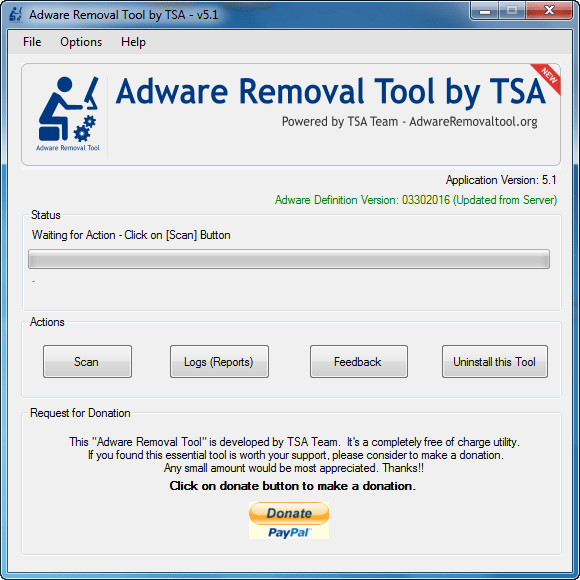 Adware Removal Tool by TSA 5.1 Screenshot