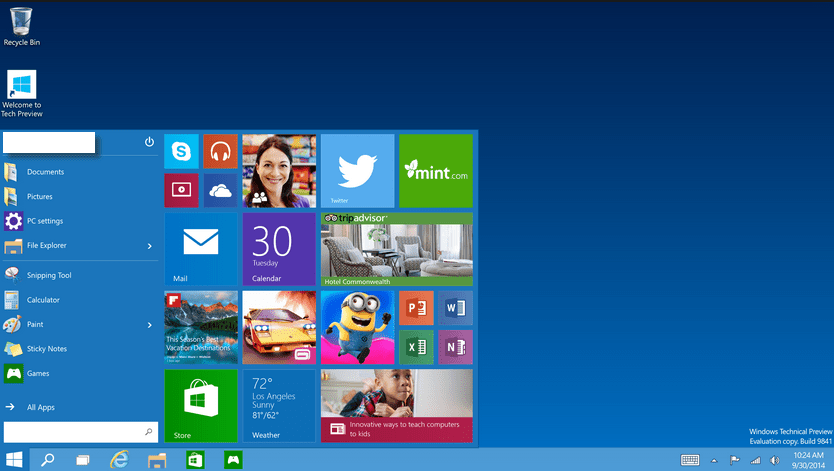 Windows 10 Technical Preview snap2
