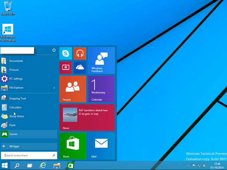 Windows 10 Technical Preview snap3