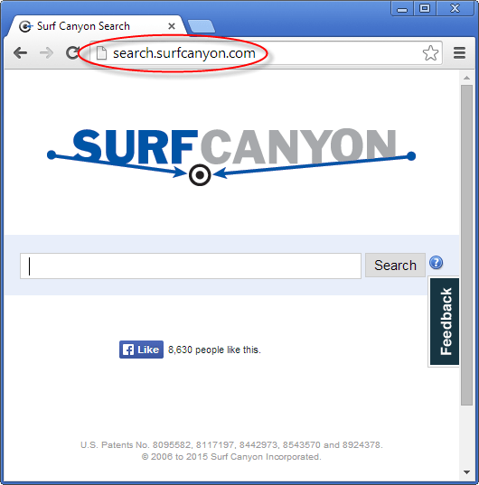 Search.surfcanyon.com Homepage Image