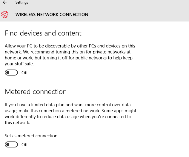 Disable Windows Updates by setting internet connection as metered