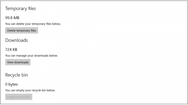 Free up Disk Space in windows 10