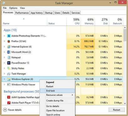 Task manager to end program which locked the file