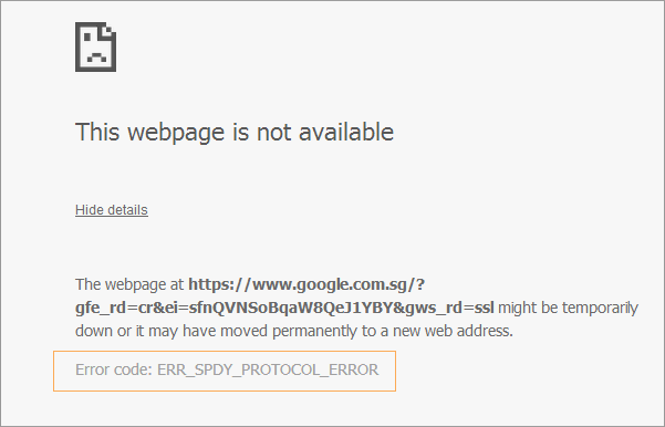 Chrome Error Code ERR_SPDY_PROTOCOL_ERROR