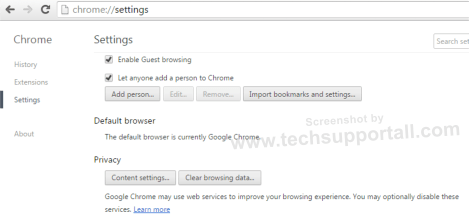 Chrome Enable / Disable Pop ups