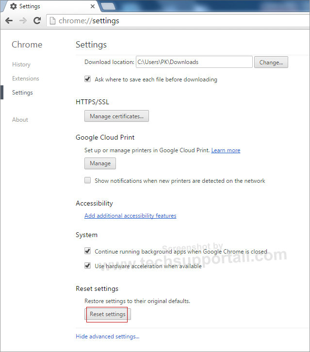 How to Reset chrome browser