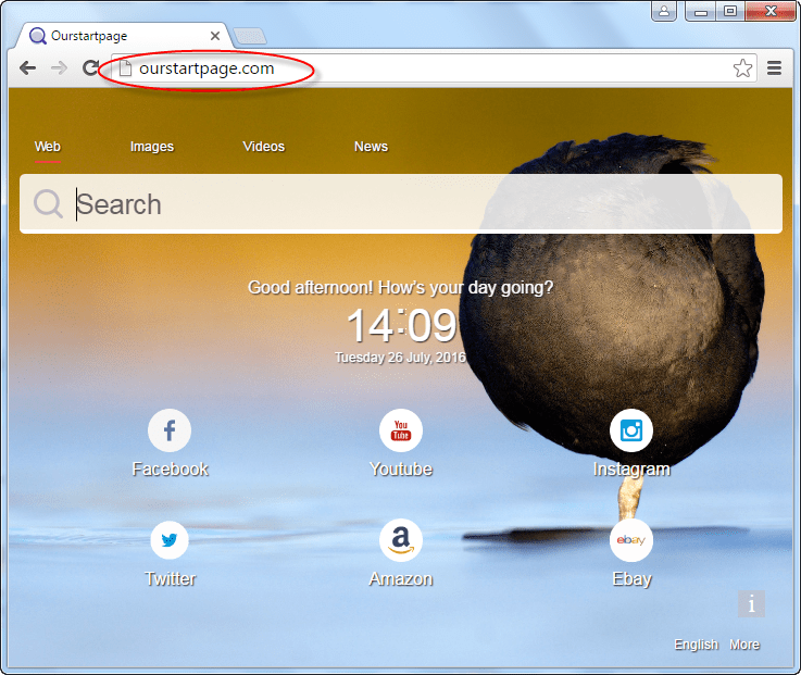 Ourstartpage.com Homepage Image
