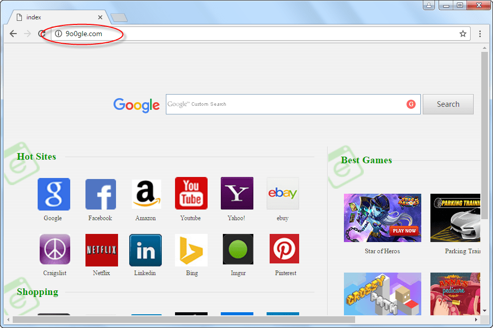 9o0gle.com Homepage Image