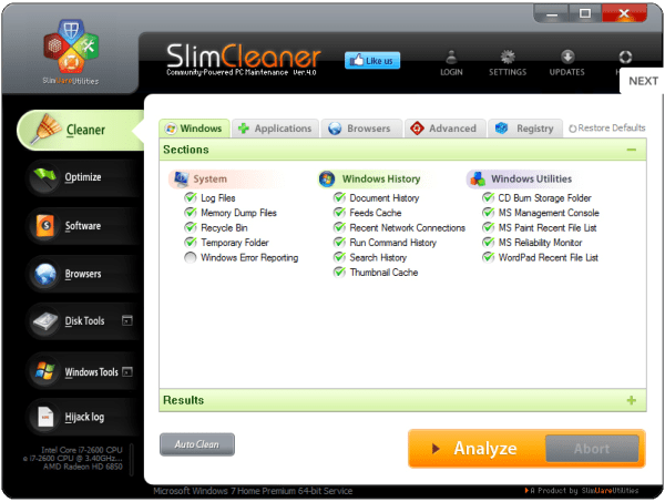 Slimware SlimCleaner Free