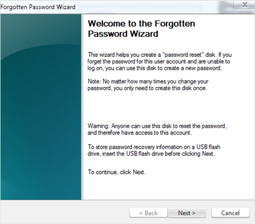 Create Password Reset Disk