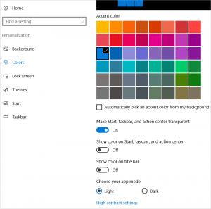 Change Start Menu Color in Windows 10