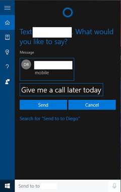 Cortana SMS