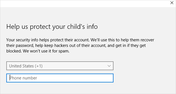Protect child account in windows 10