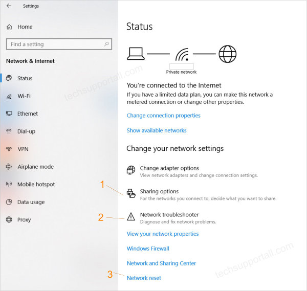 Windows 10 network Settings