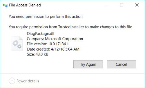 Require permission from trustedinstaller