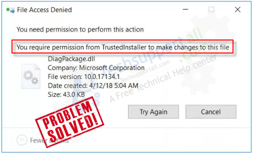 fix require permission from trustinstaller