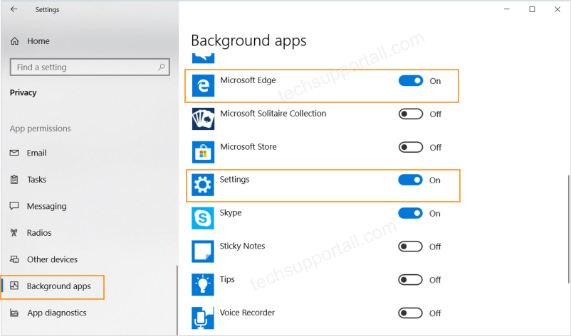 Enable Background apps in Windows 10