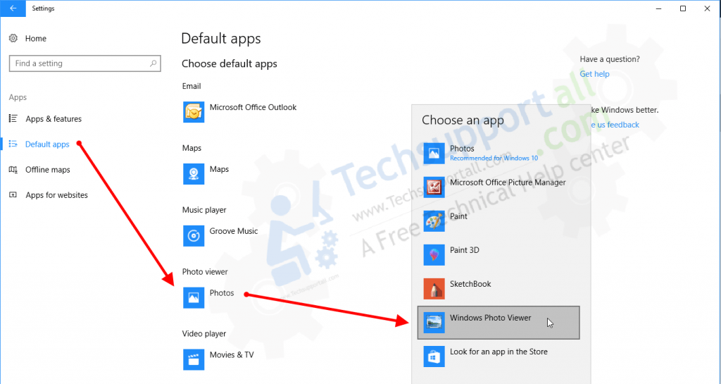 set windows photo viewer as default app