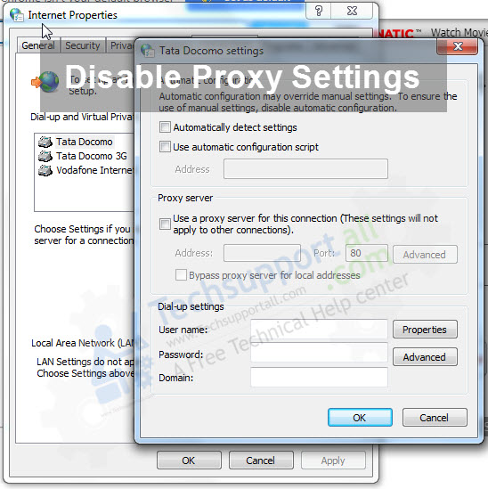 Disable Proxy Settings