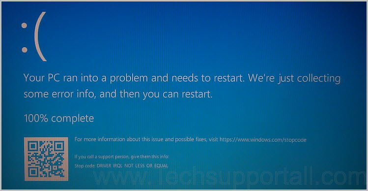 blue screen death driver_irql_not_less_or_equal windows 7