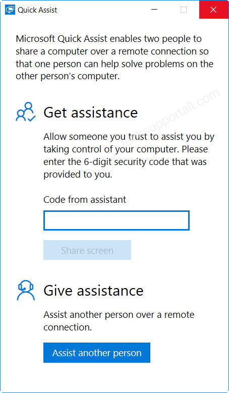 Quick Assist in Windows 10