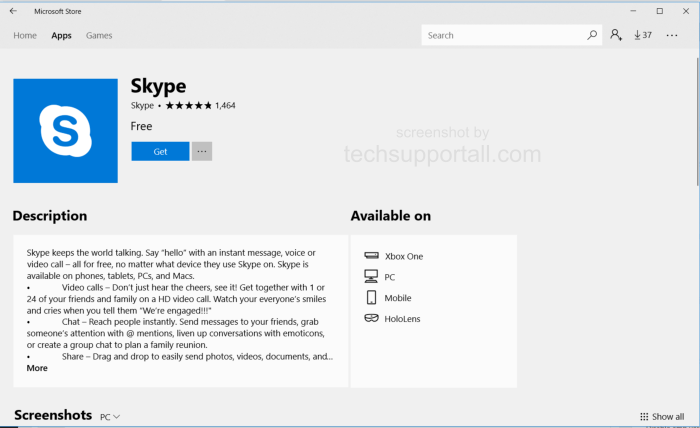 Download Skype App for Windows 10