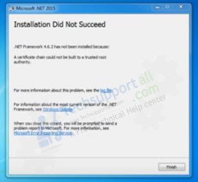 .NET Framework installation did not succeed error