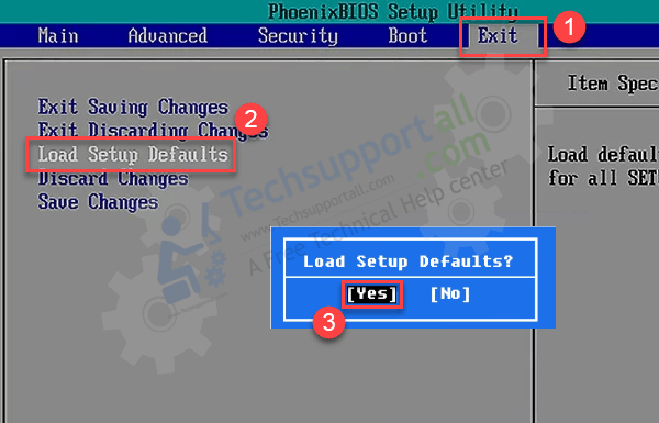 bios set as default