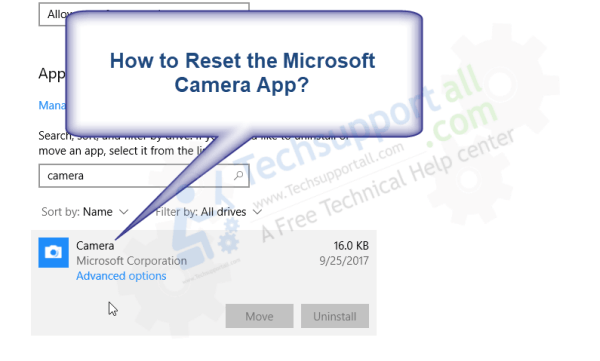 how to reset microsoft camera app