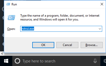 restore windows 10 - rstrui command