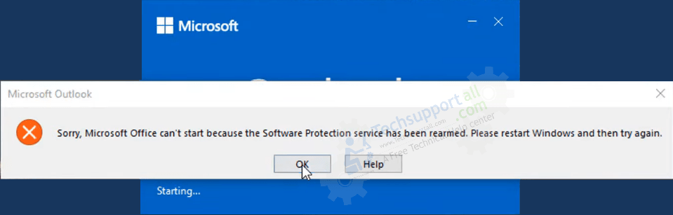 Microsoft Office can't start error