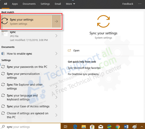 Sync Settings in Windows 10 Step 1