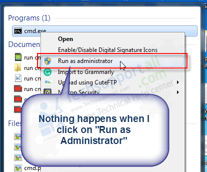 Fix Run As Administrator not working