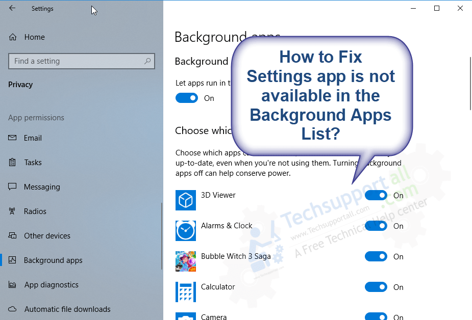 How to Fix Settings app is not availale in background apps list