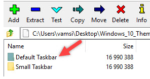 click on default taskbar