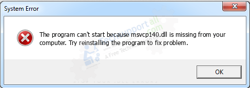 msvcp140.dll is missing error